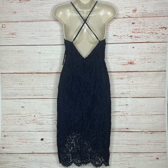 NWT Lulus Flirting with Desire Navy Blue Lace Bodycon Dress Sz S - Picture 12 of 16
